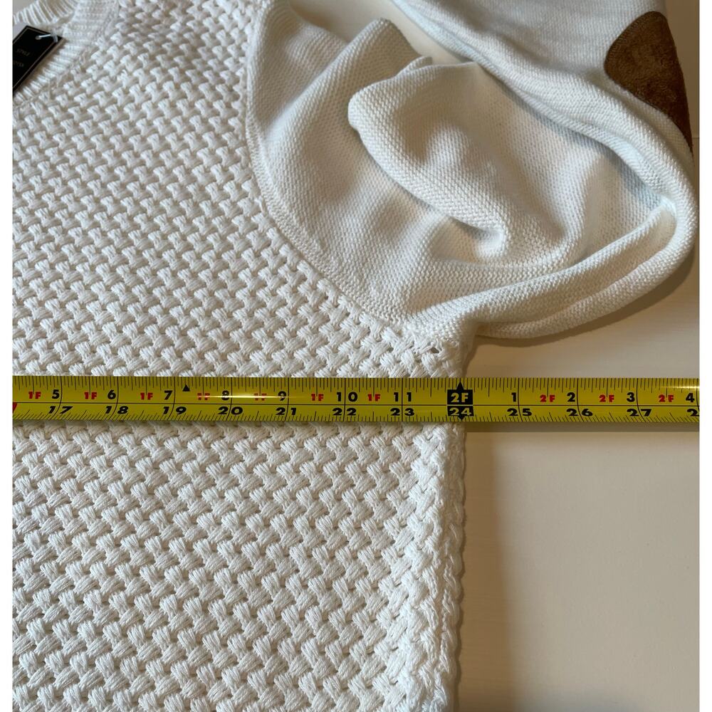 Lety & Me NWT Josey Elbow Patch Knit Sweater Sz 2X Cream Preppy Casual Neutral - Picture 10 of 11